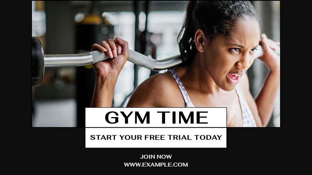 Gym time  blog banner template, editable text