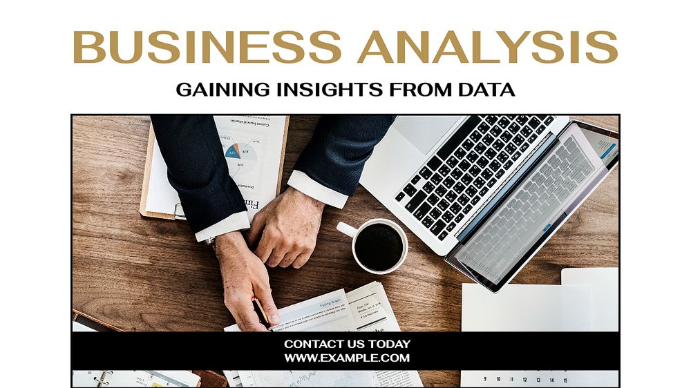 Business analysis  blog banner template, editable text