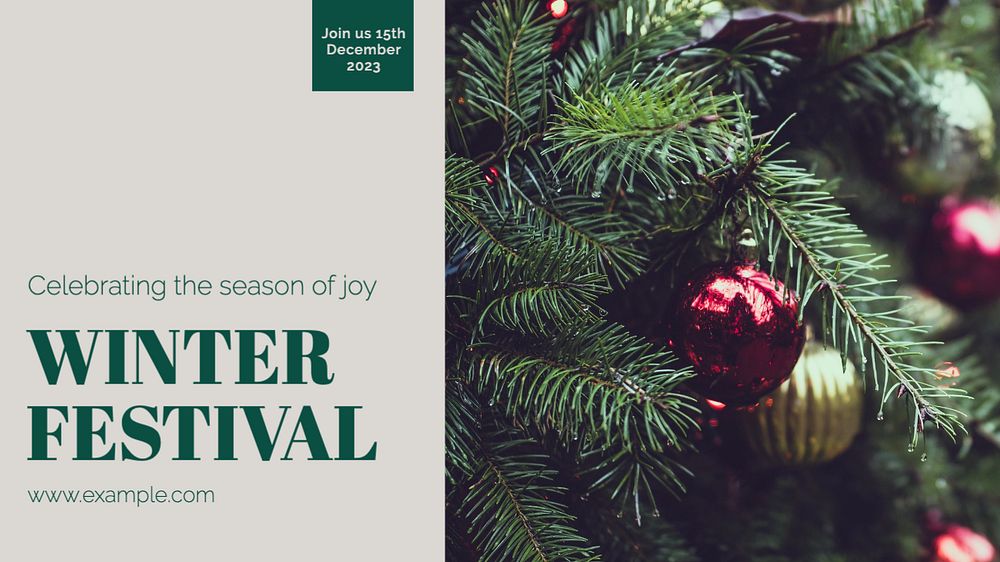 Winter festival blog banner template, editable text