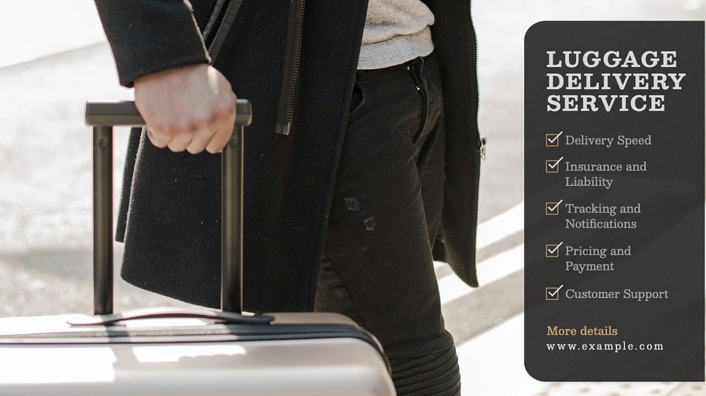 Luggage delivery service  blog banner template, editable text