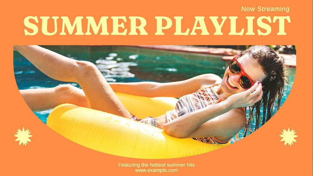 Summer playlist  blog banner template, editable text