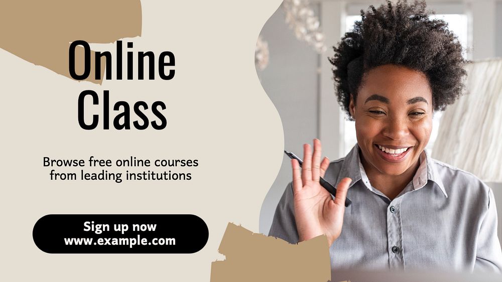 Online class blog banner template, editable text