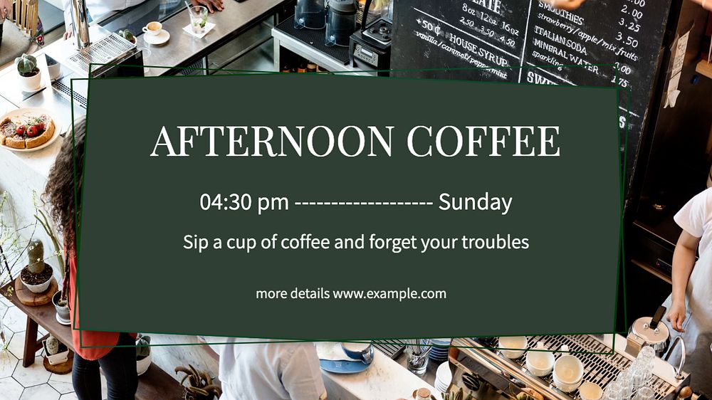 Afternoon coffee  blog banner template, editable text