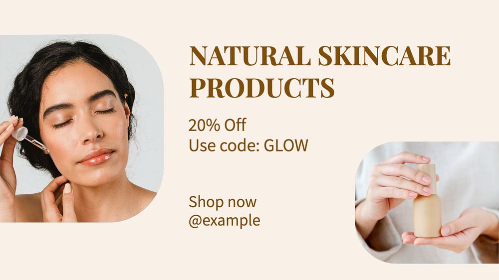 Skincare products  blog banner template, editable text