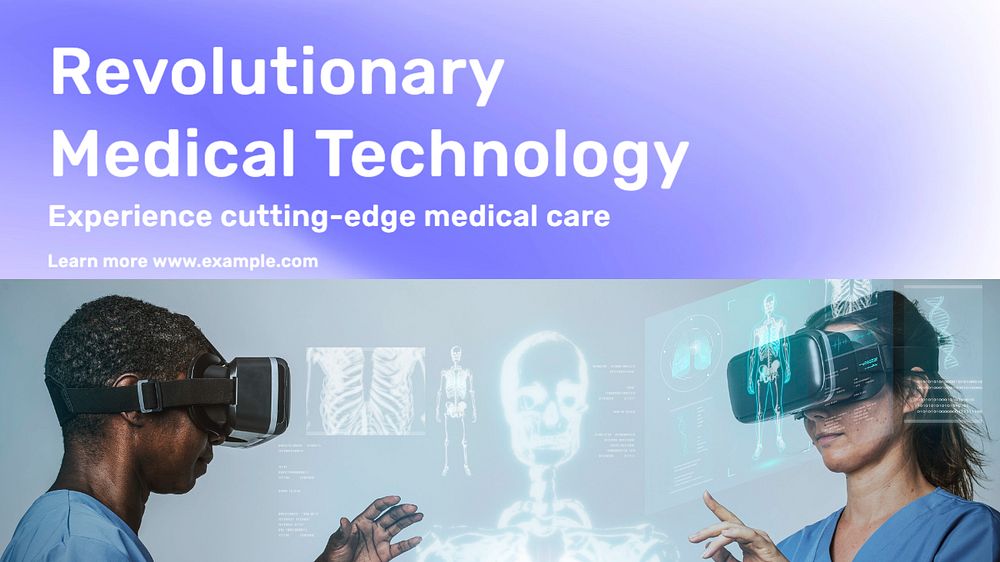 Medical technology  blog banner template, editable text