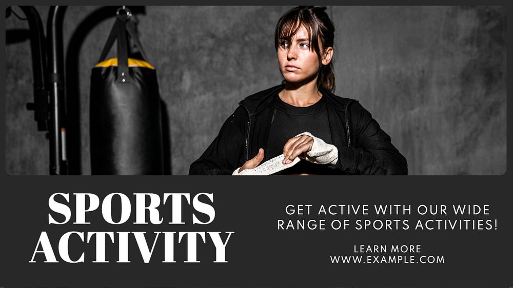 Sports activity  blog banner template, editable text