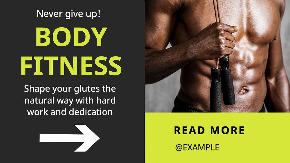 Fitness  blog banner template, editable text