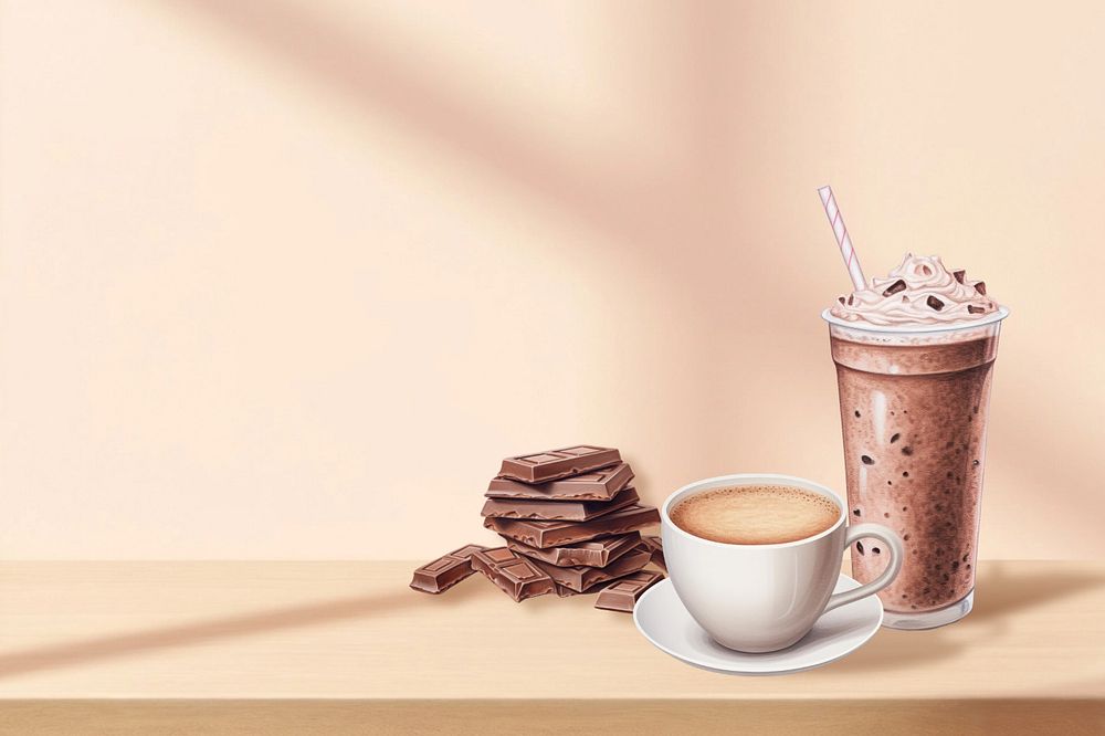 Chocolate drink background, editable digital paint illustration