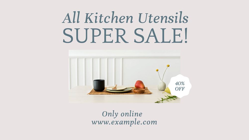 Kitchen sale  blog banner template, editable text