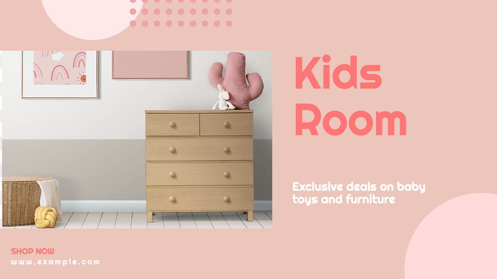 Kid's room  blog banner template, editable text