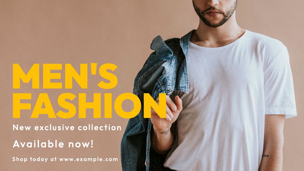 Men's fashion blog banner template, editable design