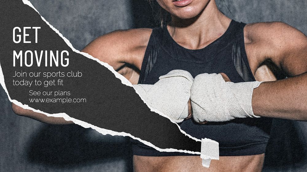 Sports & exercise  blog banner template, editable text