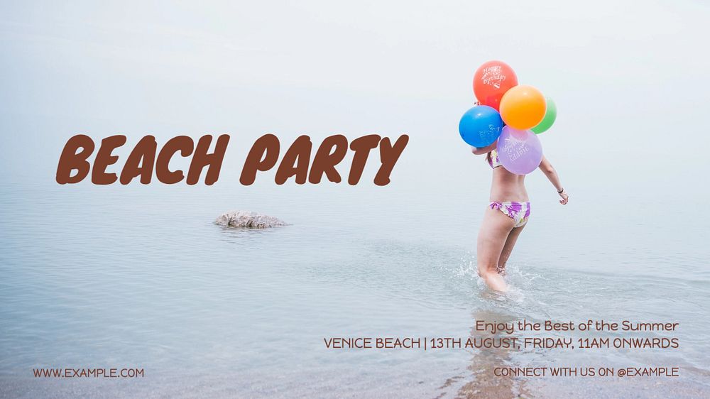 Beach party summer  blog banner template, editable text