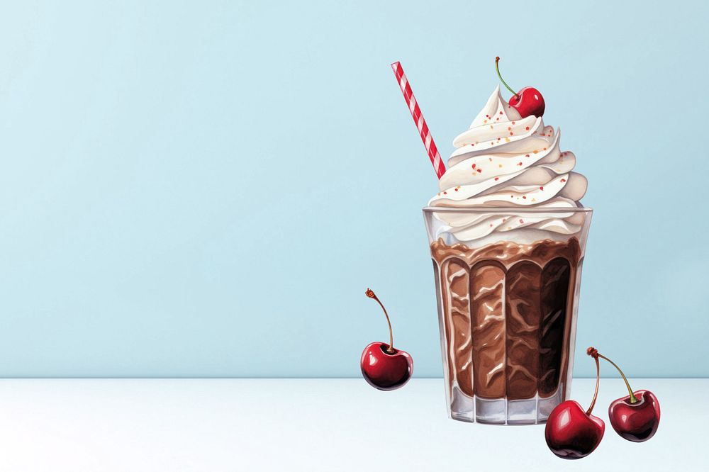 Chocolate milkshake background, editable digital paint illustration