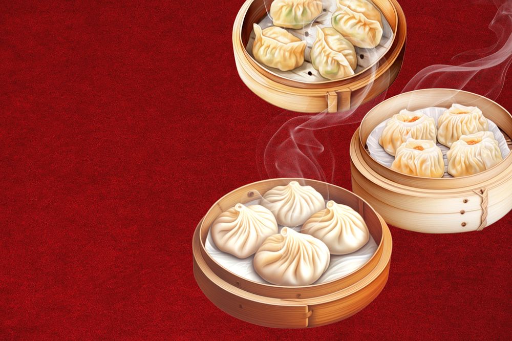 Chinese food background, editable digital paint illustration