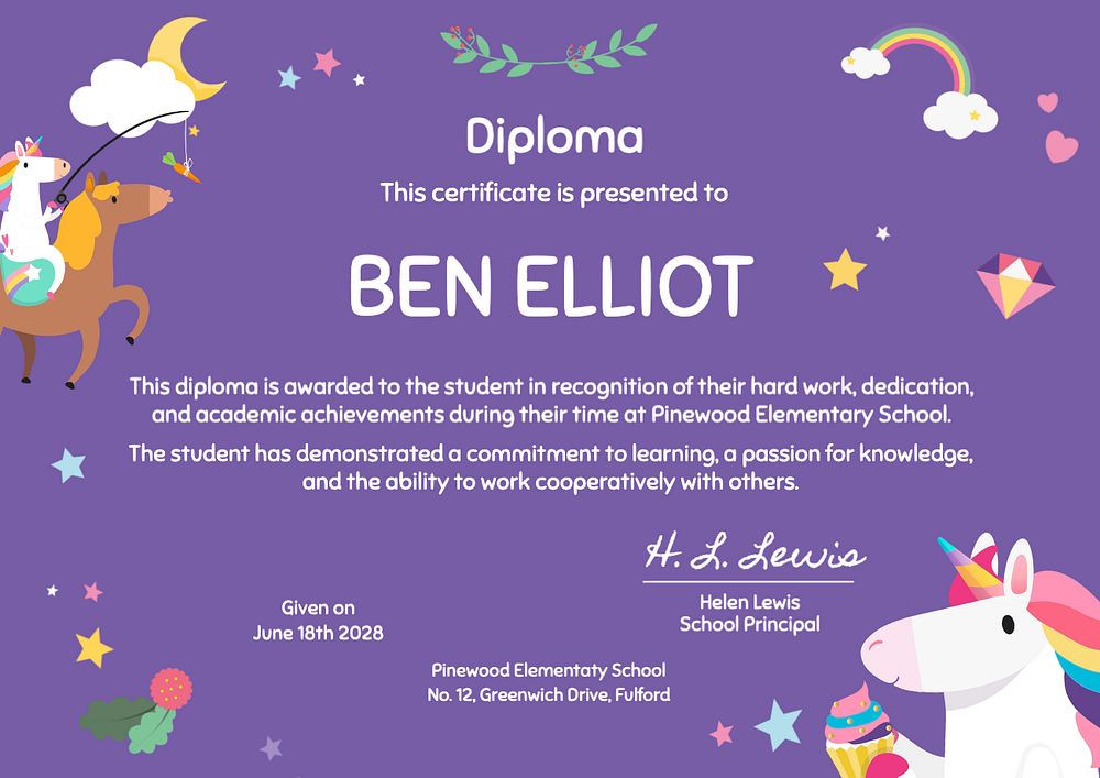 Diploma template, editable design