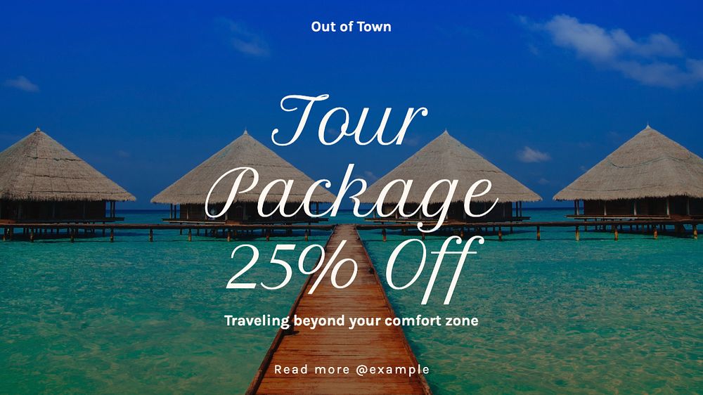 Tour package  blog banner template, editable text