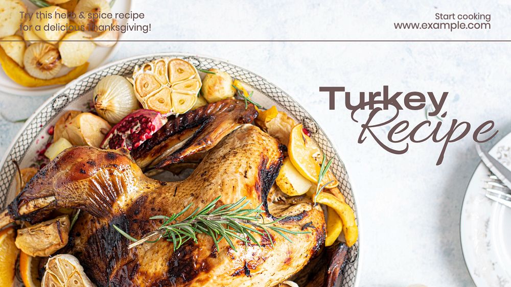 Turkey recipe  blog banner template, editable text