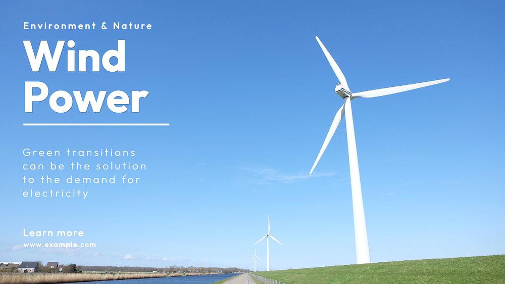 Wind power  blog banner template, editable text