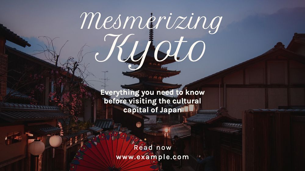 Kyoto travel  blog banner template, editable text