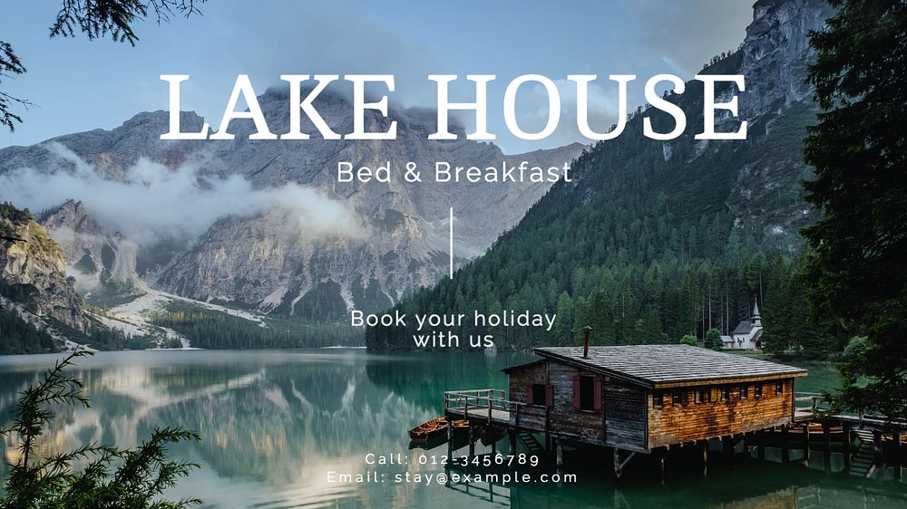 Lake house  blog banner template, editable text