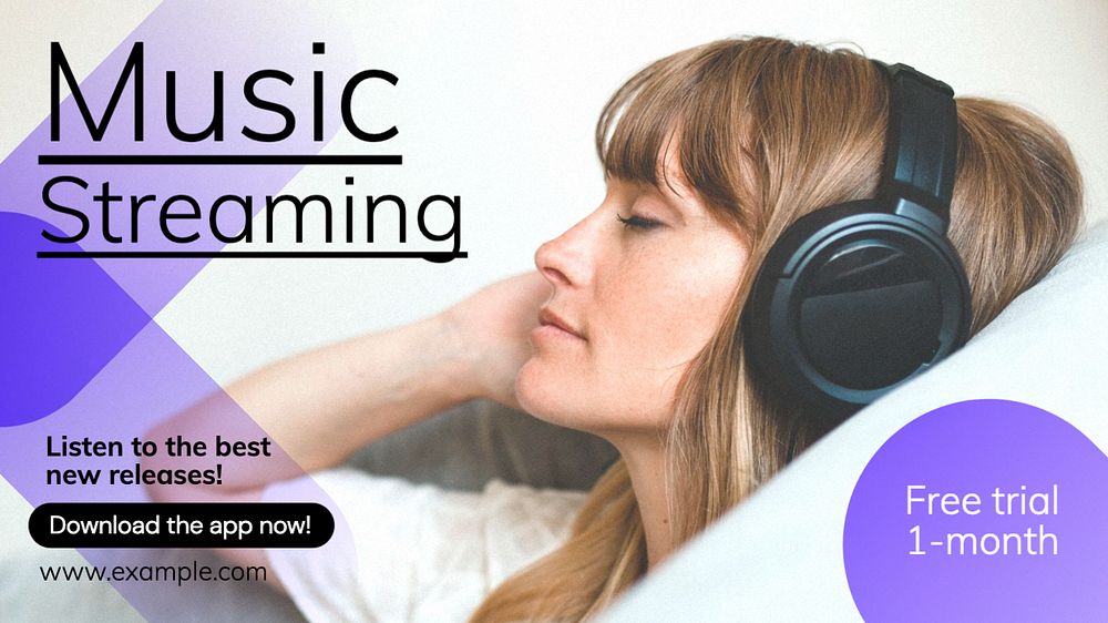 Music streaming  blog banner template, editable text