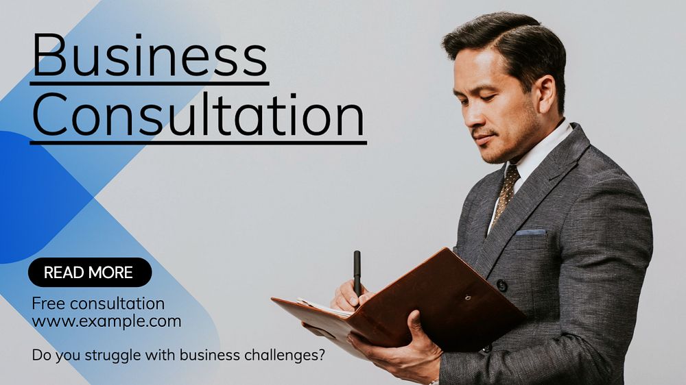 Business consultation  blog banner template, editable text