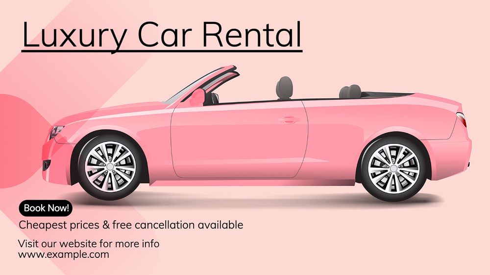 Luxury car rental  blog banner template, editable text