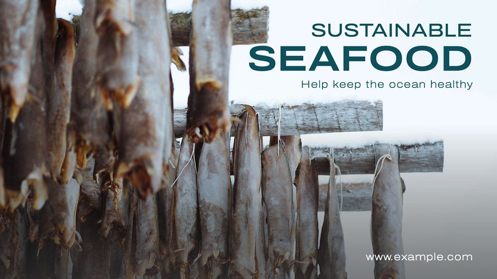 Sustainable seafood  blog banner template, editable text