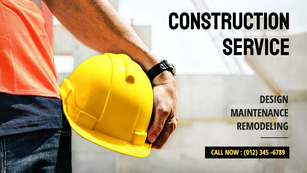 Construction service  blog banner template, editable text