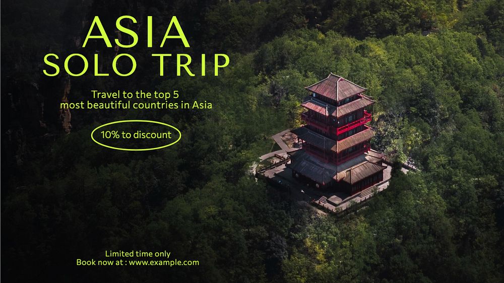 Asia Solo Trip  blog banner template, editable text