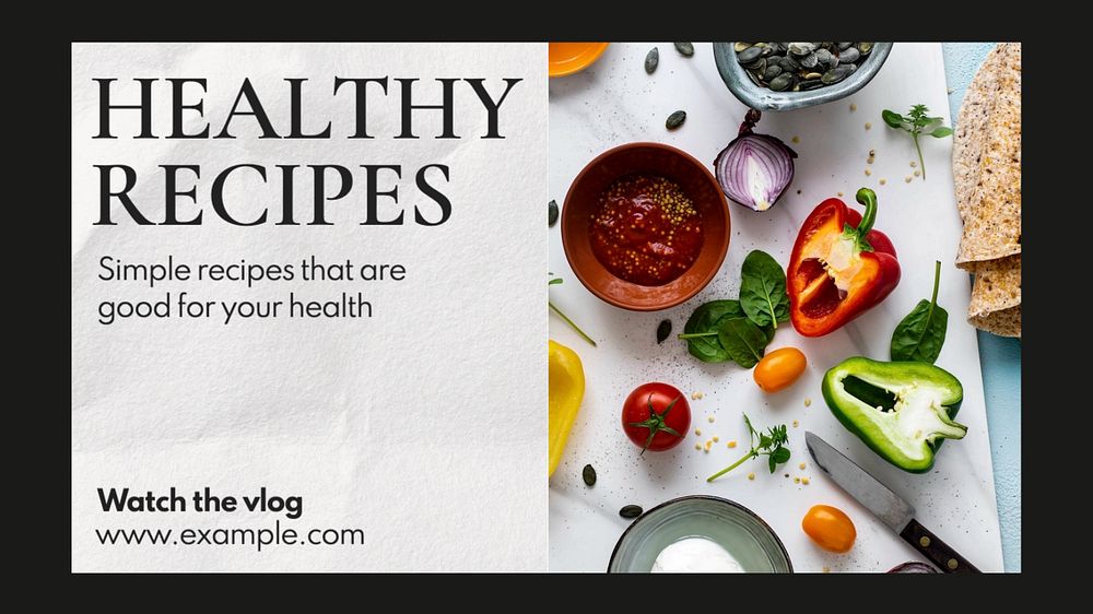 Healthy recipes  blog banner template, editable text