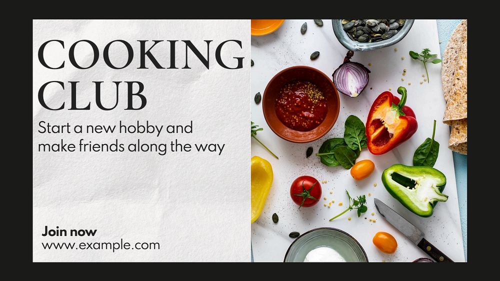 Cooking club  blog banner template, editable text