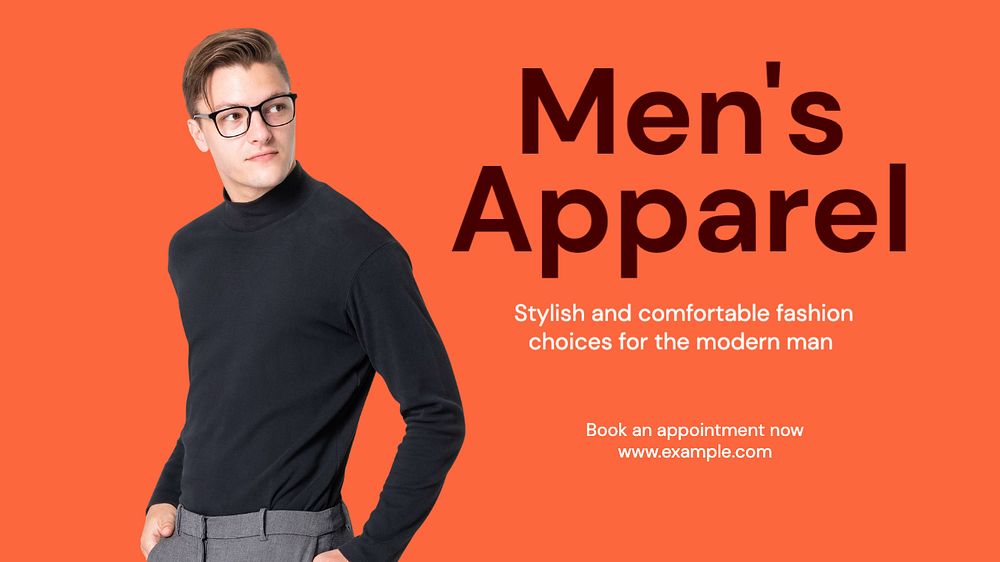 Men's apparel blog banner template, editable design