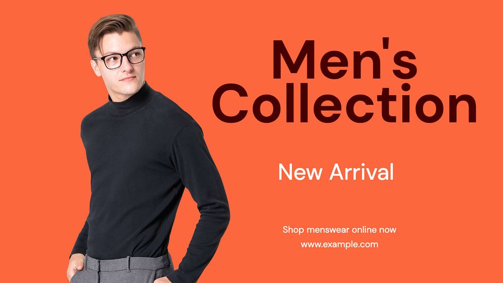 Men's collection blog banner template, editable design