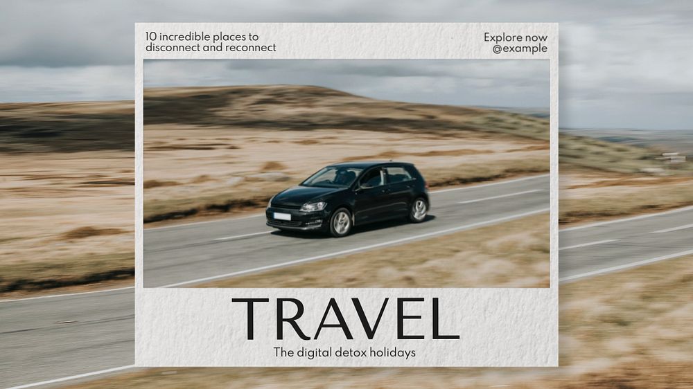 Travel  blog banner template, editable text