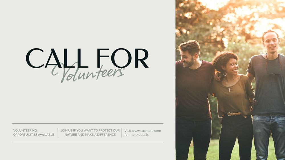 Call for volunteers blog banner template, editable text