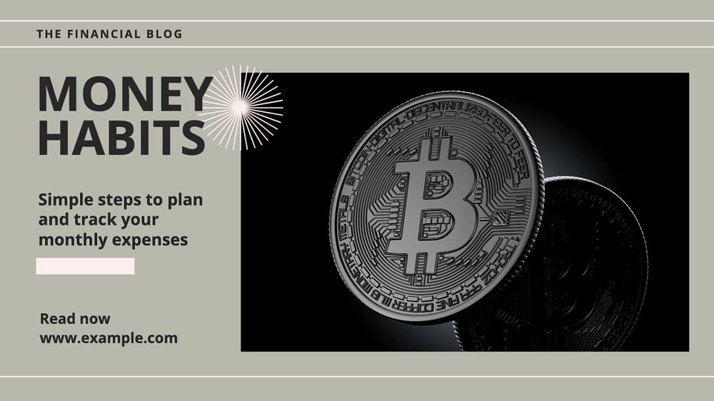 Money habits blog banner template, editable design