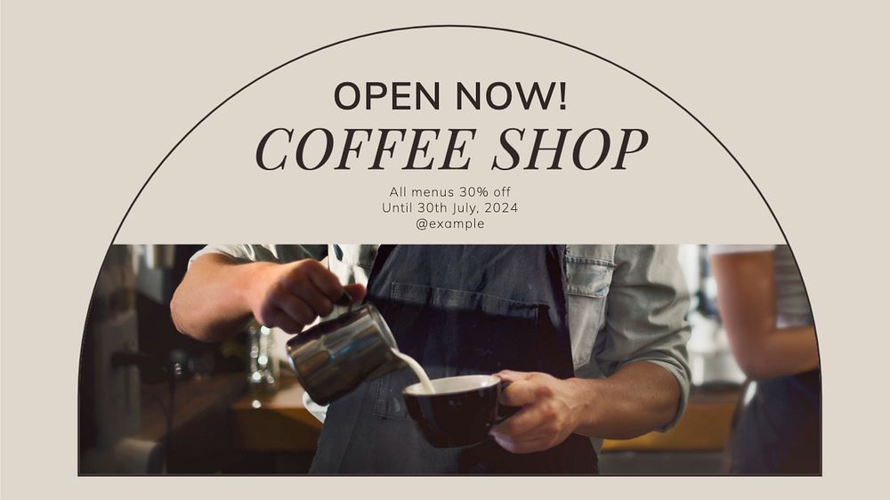 Coffee shop  blog banner template, editable text