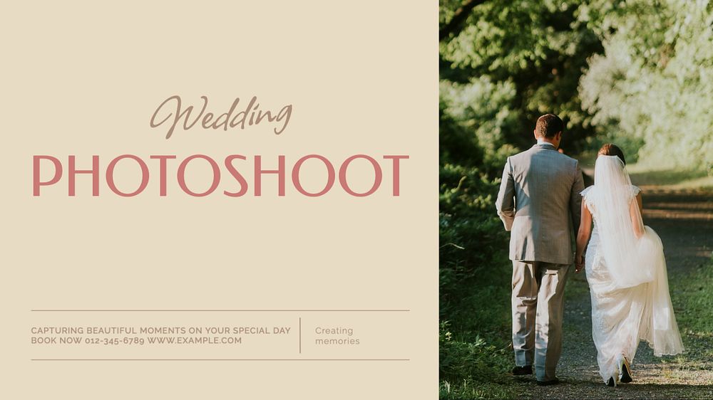 Wedding photos blog banner template, editable text