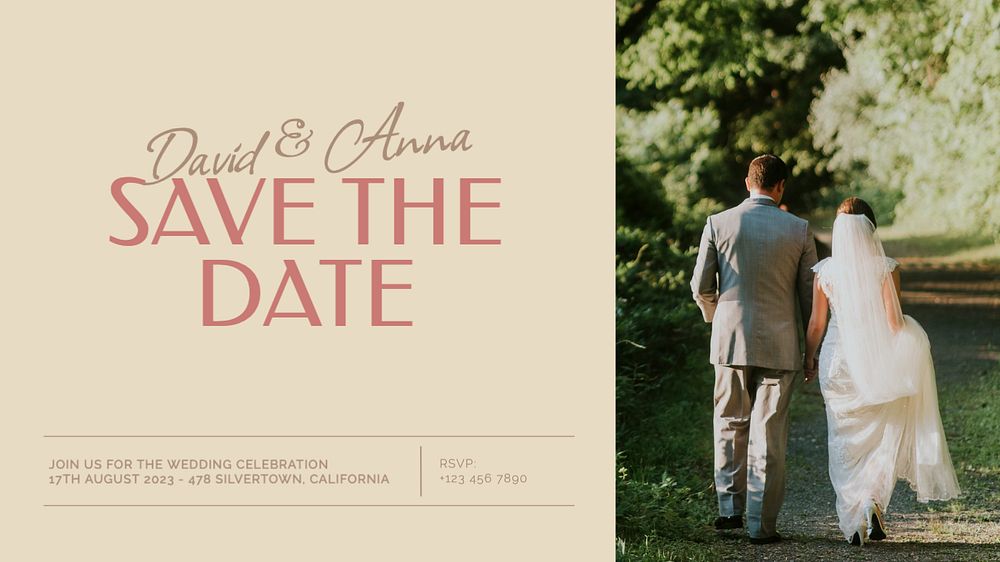 Save the date  blog banner template, editable text