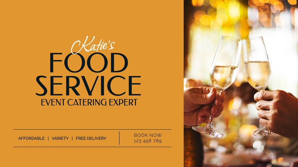 Event Food Service blog banner template, editable text