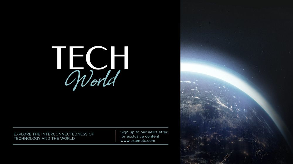 Tech world blog banner template, editable text