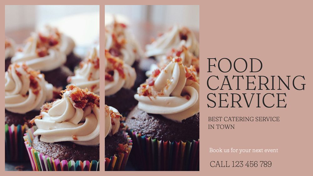 Food Catering Service blog banner template, editable text