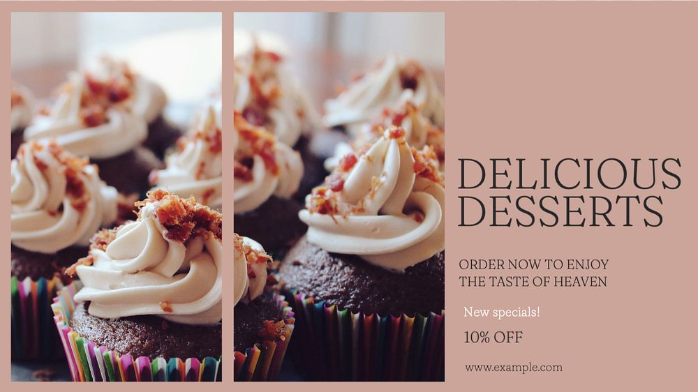 Delicious dessert blog banner template, editable text