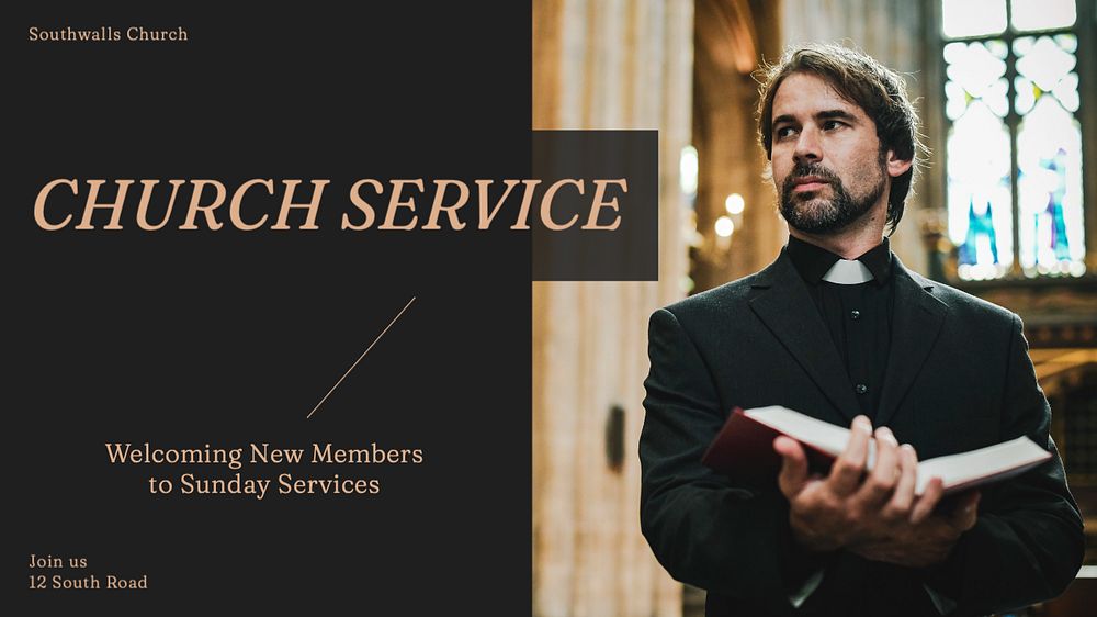 Church service blog banner template, editable text