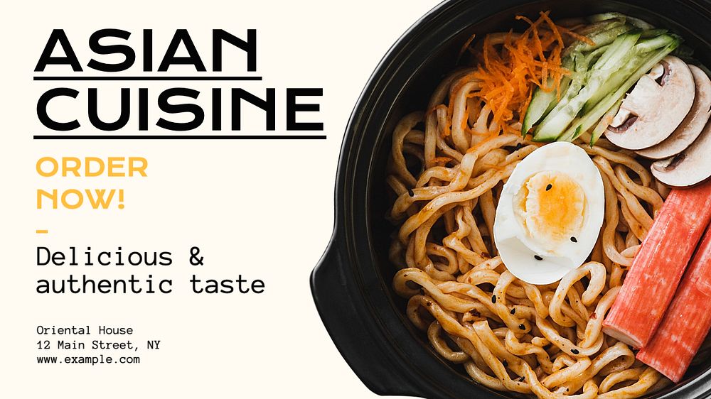 Asian cuisine  blog banner template, editable text