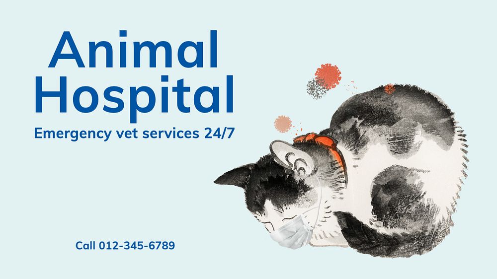 Animal hospital  blog banner template, editable text