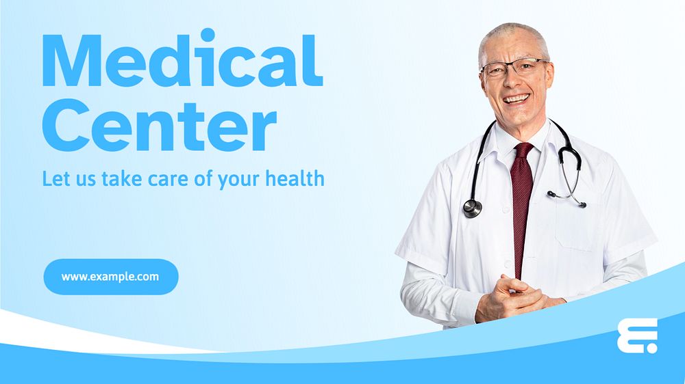 Medical center  blog banner template, editable text