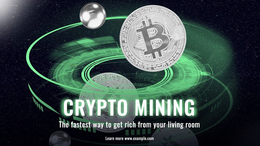 Bitcoin mining  blog banner template, editable text